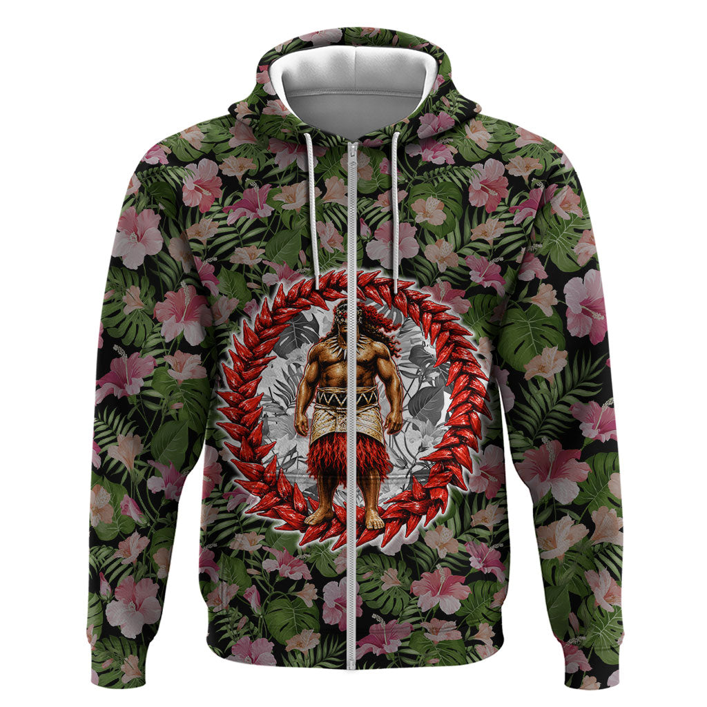 Samoa Aiga Polynesian Zip Hoodie Tropical Floral Hibiscus Pattern Island Heritage