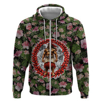 Samoa Aiga Polynesian Zip Hoodie Tropical Floral Hibiscus Pattern Island Heritage