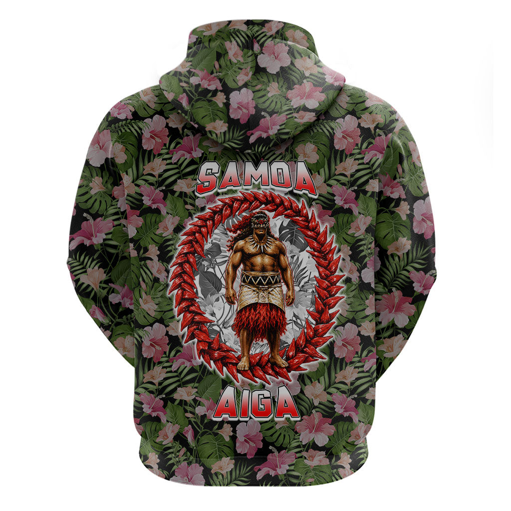 Samoa Aiga Polynesian Zip Hoodie Tropical Floral Hibiscus Pattern Island Heritage