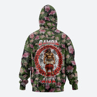 Samoa Aiga Polynesian Zip Hoodie Tropical Floral Hibiscus Pattern Island Heritage