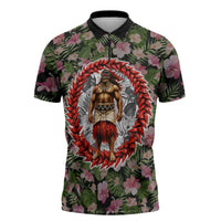 Samoa Aiga Polynesian Zipper Polo Shirt Tropical Floral Hibiscus Pattern Island Heritage