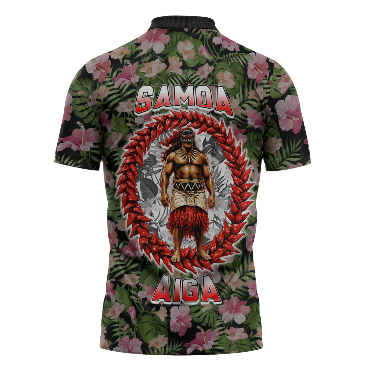Samoa Aiga Polynesian Zipper Polo Shirt Tropical Floral Hibiscus Pattern Island Heritage