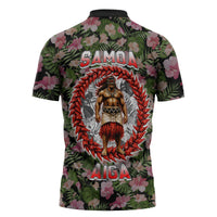 Samoa Aiga Polynesian Zipper Polo Shirt Tropical Floral Hibiscus Pattern Island Heritage
