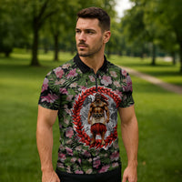 Samoa Aiga Polynesian Zipper Polo Shirt Tropical Floral Hibiscus Pattern Island Heritage