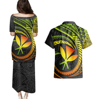 Hawaii Kanaka Maoli Couples Matching Puletasi Dress and Hawaiian Shirt Polynesian Tornado Infusion Gradient TS04 - Polynesian Pride