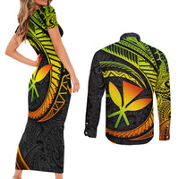 Hawaii Kanaka Maoli Couples Matching Short Sleeve Bodycon Dress and Long Sleeve Button Shirts Polynesian Tornado Infusion Gradient TS04 - Polynesian Pride