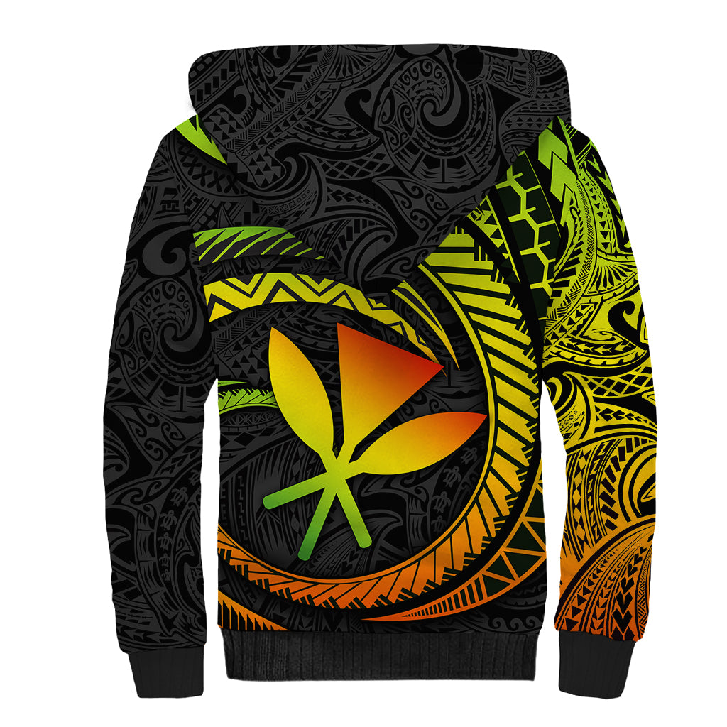 Hawaii Kanaka Maoli Sherpa Hoodie Polynesian Tornado Infusion Gradient TS04 - Polynesian Pride