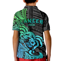Zodiac Cancer Kid Polo Shirt Polynesian in Gradient Blue TS04 - Polynesian Pride