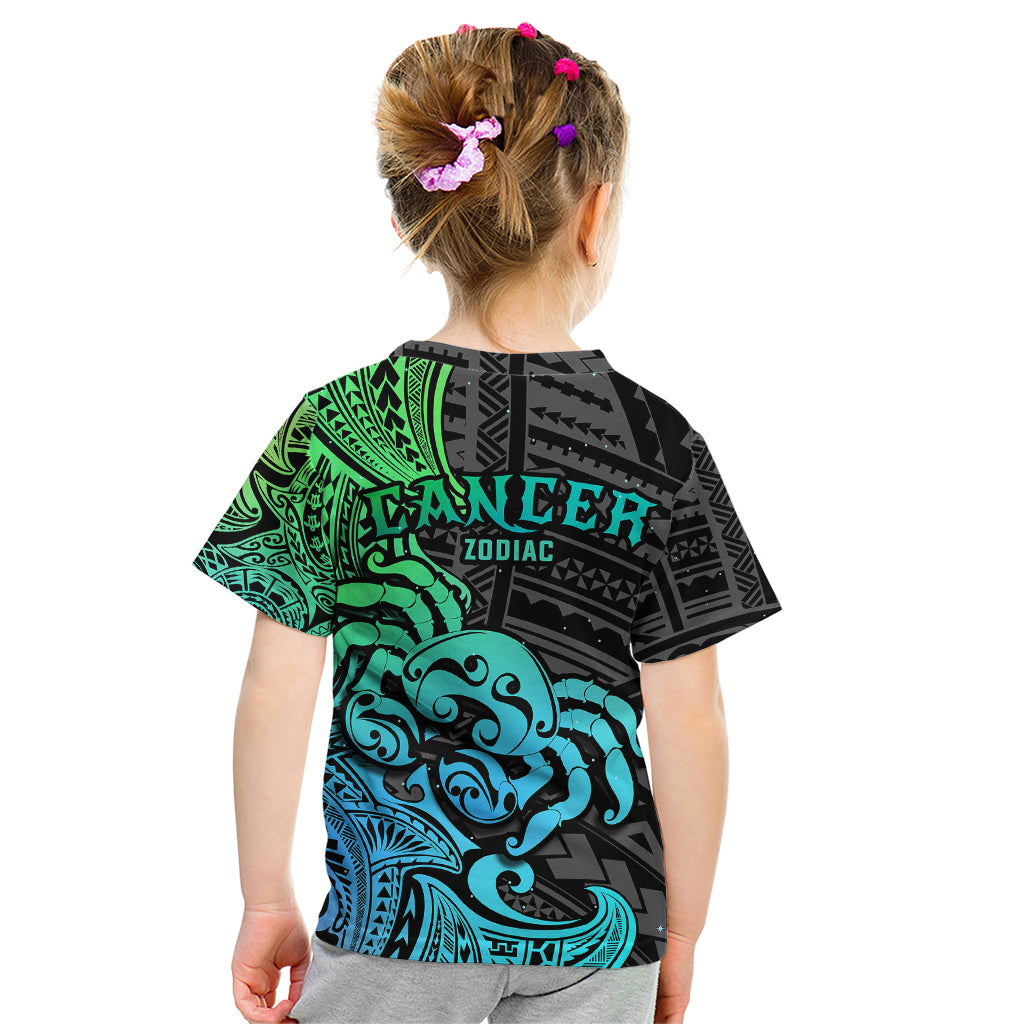 Zodiac Cancer Kid T Shirt Polynesian in Gradient Blue TS04 - Polynesian Pride