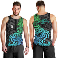 Zodiac Cancer Men Tank Top Polynesian in Gradient Blue TS04 - Polynesian Pride