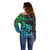 Zodiac Cancer Off Shoulder Sweater Polynesian in Gradient Blue TS04 - Polynesian Pride