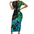 Zodiac Cancer Short Sleeve Bodycon Dress Polynesian in Gradient Blue TS04 Long Dress Gradient Blue - Polynesian Pride