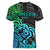 Zodiac Cancer Women V Neck T Shirt Polynesian in Gradient Blue TS04 - Polynesian Pride