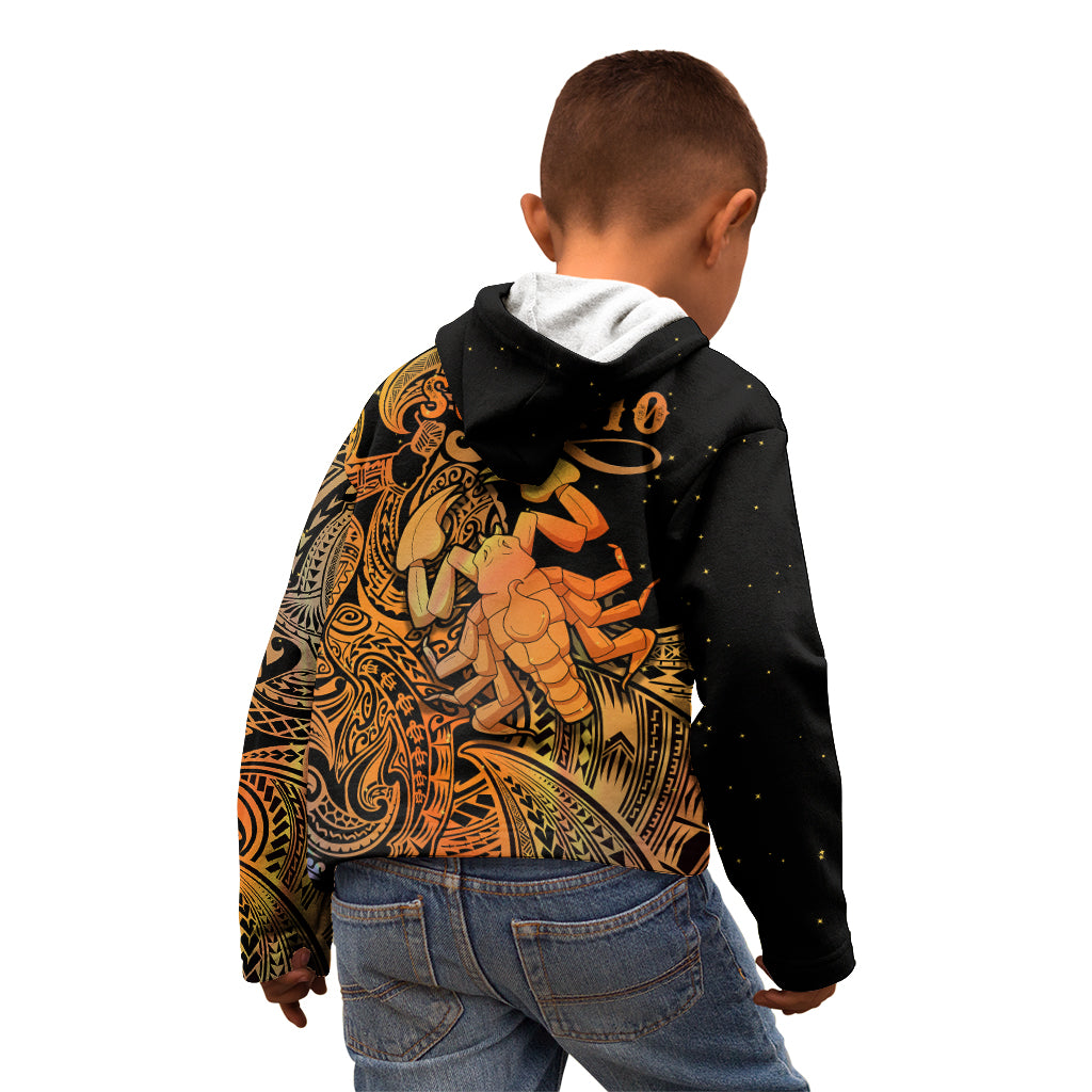 Zodiac Scorpio Kid Hoodie Polynesian in Orange TS04 - Polynesian Pride