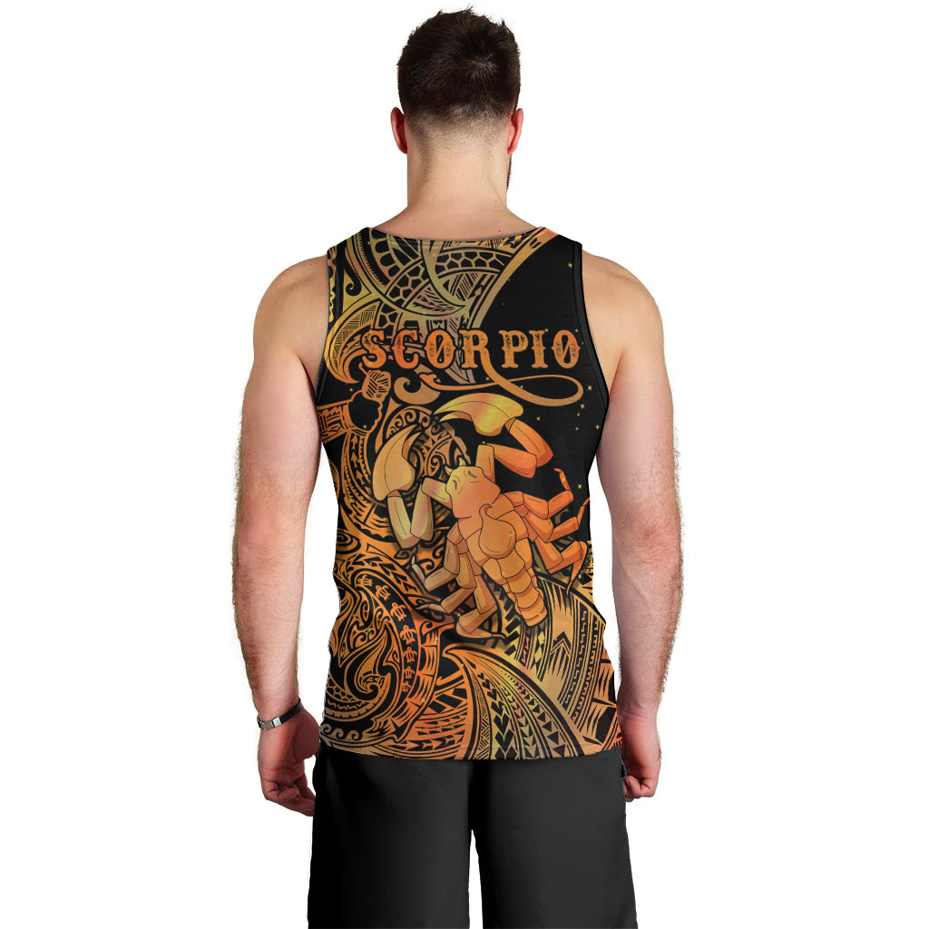 Zodiac Scorpio Men Tank Top Polynesian in Orange TS04 - Polynesian Pride