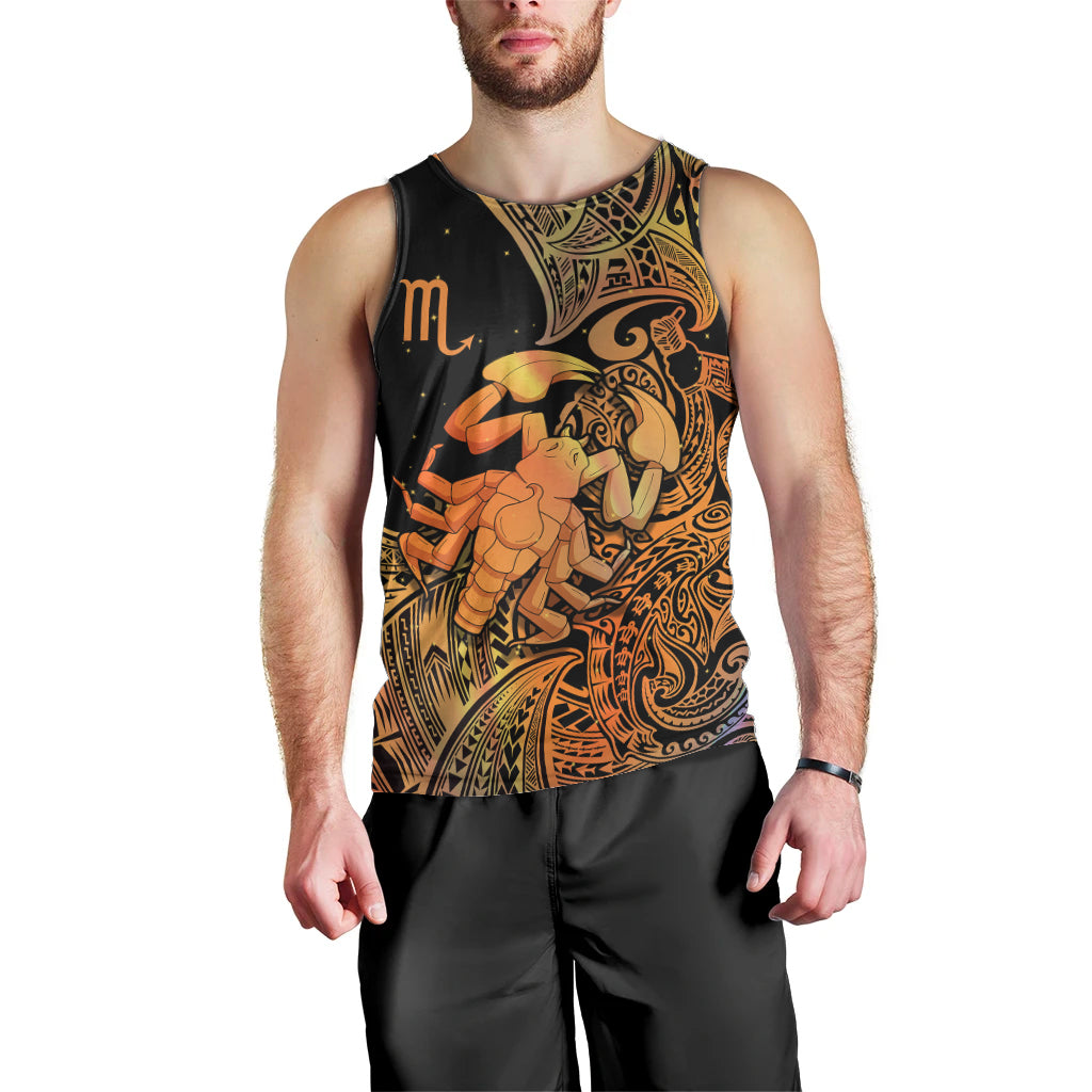 Zodiac Scorpio Men Tank Top Polynesian in Orange TS04 - Polynesian Pride