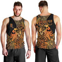 Zodiac Scorpio Men Tank Top Polynesian in Orange TS04 - Polynesian Pride