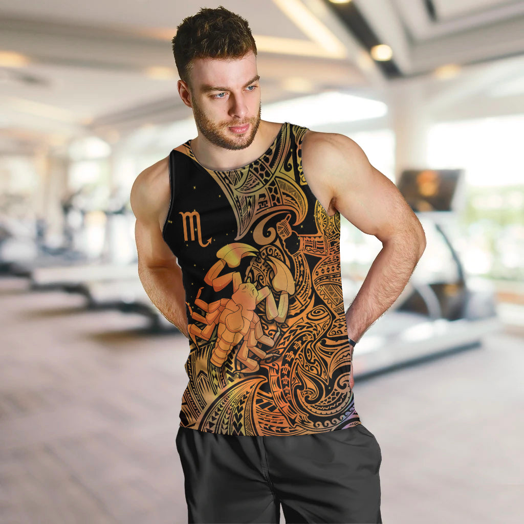 Zodiac Scorpio Men Tank Top Polynesian in Orange TS04 - Polynesian Pride