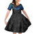 Polynesian Ray Pattern Family Matching Short Sleeve Bodycon Dress and Hawaiian Shirt TS04 Daughter's Dress Black/Blue - Polynesian Pride