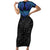 Polynesian Ray Pattern Family Matching Short Sleeve Bodycon Dress and Hawaiian Shirt TS04 Mom's Dress Black/Blue - Polynesian Pride