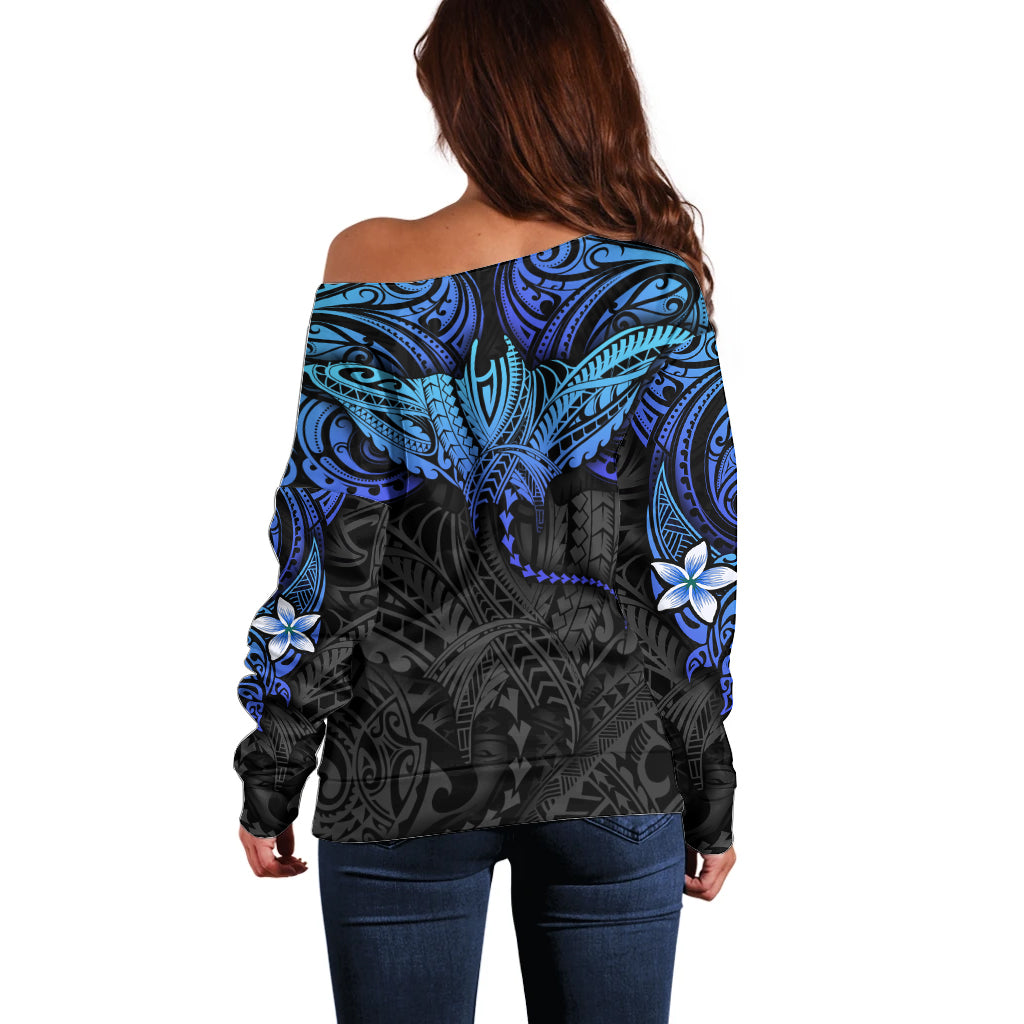 Polynesian Ray Pattern Off Shoulder Sweater TS04 - Polynesian Pride