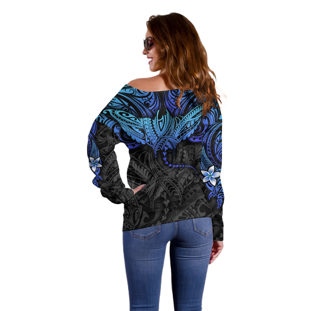 Polynesian Ray Pattern Off Shoulder Sweater TS04 - Polynesian Pride
