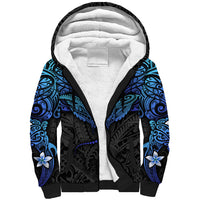 Polynesian Ray Pattern Sherpa Hoodie TS04 Unisex Black/Blue - Polynesian Pride