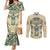Polynesian Couples Matching Mermaid Dress and Long Sleeve Button Shirts Warrior Skull with Tribal Patterns Tattoo Design TS04 Yellow - Polynesian Pride