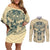 Polynesian Couples Matching Off Shoulder Short Dress and Long Sleeve Button Shirts Warrior Skull with Tribal Patterns Tattoo Design TS04 Yellow - Polynesian Pride