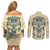 Polynesian Couples Matching Off Shoulder Short Dress and Long Sleeve Button Shirts Warrior Skull with Tribal Patterns Tattoo Design TS04 - Polynesian Pride