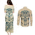 Polynesian Couples Matching Puletasi Dress and Long Sleeve Button Shirts Warrior Skull with Tribal Patterns Tattoo Design TS04 - Polynesian Pride