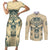 Polynesian Couples Matching Short Sleeve Bodycon Dress and Long Sleeve Button Shirts Warrior Skull with Tribal Patterns Tattoo Design TS04 Yellow - Polynesian Pride