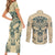 Polynesian Couples Matching Short Sleeve Bodycon Dress and Long Sleeve Button Shirts Warrior Skull with Tribal Patterns Tattoo Design TS04 - Polynesian Pride