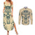 Polynesian Couples Matching Summer Maxi Dress and Long Sleeve Button Shirts Warrior Skull with Tribal Patterns Tattoo Design TS04 Yellow - Polynesian Pride
