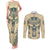 Polynesian Couples Matching Tank Maxi Dress and Long Sleeve Button Shirts Warrior Skull with Tribal Patterns Tattoo Design TS04 Yellow - Polynesian Pride