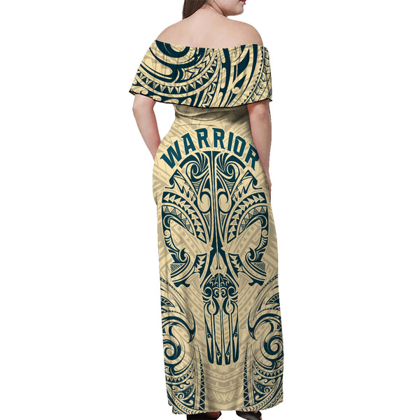 Polynesian Dress - Polynesian Tribal Watercolor Off Shoulder Long Dress main image 1