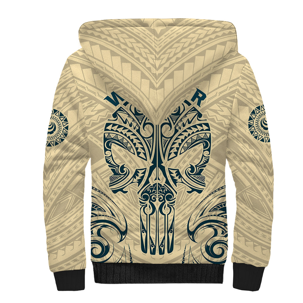 Polynesian Sherpa Hoodie Warrior Skull with Tribal Patterns Tattoo Design TS04 - Polynesian Pride