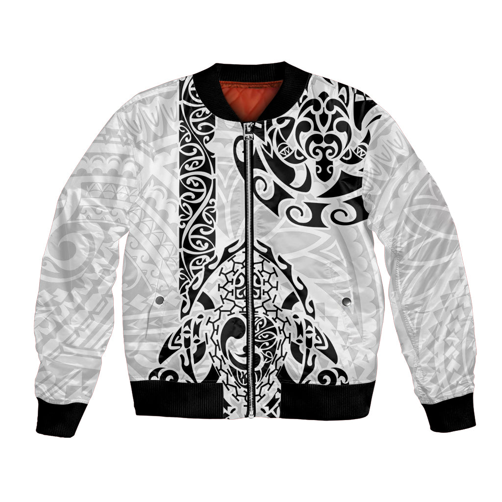 Hawaii Bomber Jacket with Polynesian Turtle TS04 Unisex Black/White - Polynesian Pride