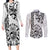 Hawaii Couples Matching Long Sleeve Bodycon Dress and Long Sleeve Button Shirts with Polynesian Turtle TS04 Black/White - Polynesian Pride