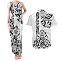 Hawaii Couples Matching Tank Maxi Dress and Hawaiian Shirt with Polynesian Turtle TS04 Black/White - Polynesian Pride