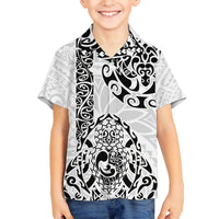 Hawaii Family Matching Tank Maxi Dress and Hawaiian Shirt with Polynesian Turtle TS04 Son's Shirt Black White - Polynesian Pride