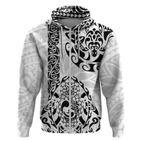 Hawaii Hoodie with Polynesian Turtle TS04 Zip Hoodie Black/White - Polynesian Pride