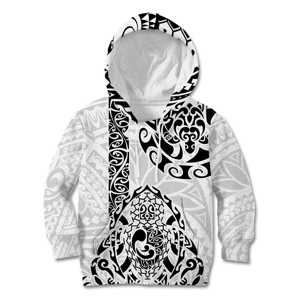 Hawaii Kid Hoodie with Polynesian Turtle TS04 Black White - Polynesian Pride