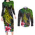 Polynesian Couples Matching Long Sleeve Bodycon Dress and Long Sleeve Button Shirts Whales and Compass Gradient Pattern TS04 Gradient - Polynesian Pride