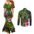 Polynesian Couples Matching Mermaid Dress and Long Sleeve Button Shirts Whales and Compass Gradient Pattern TS04 - Polynesian Pride