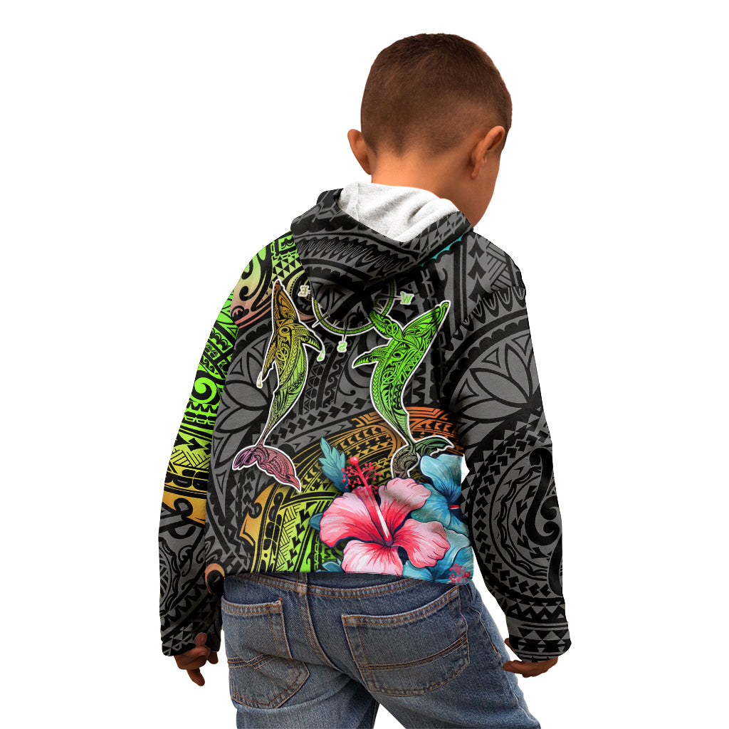 Polynesian Kid Hoodie Whales and Compass Gradient Pattern TS04 - Polynesian Pride
