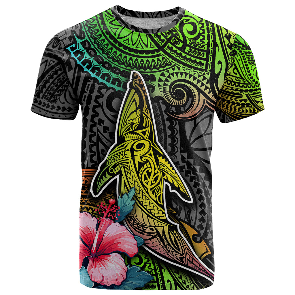 Polynesian T Shirt Whales and Compass Gradient Pattern TS04 Gradient - Polynesian Pride
