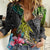Polynesian Women Casual Shirt Whales and Compass Gradient Pattern TS04 Female Gradient - Polynesian Pride