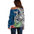 Polynesian Off Shoulder Sweater Whale Pattern and Hibiscus Flowers TS04 - Polynesian Pride