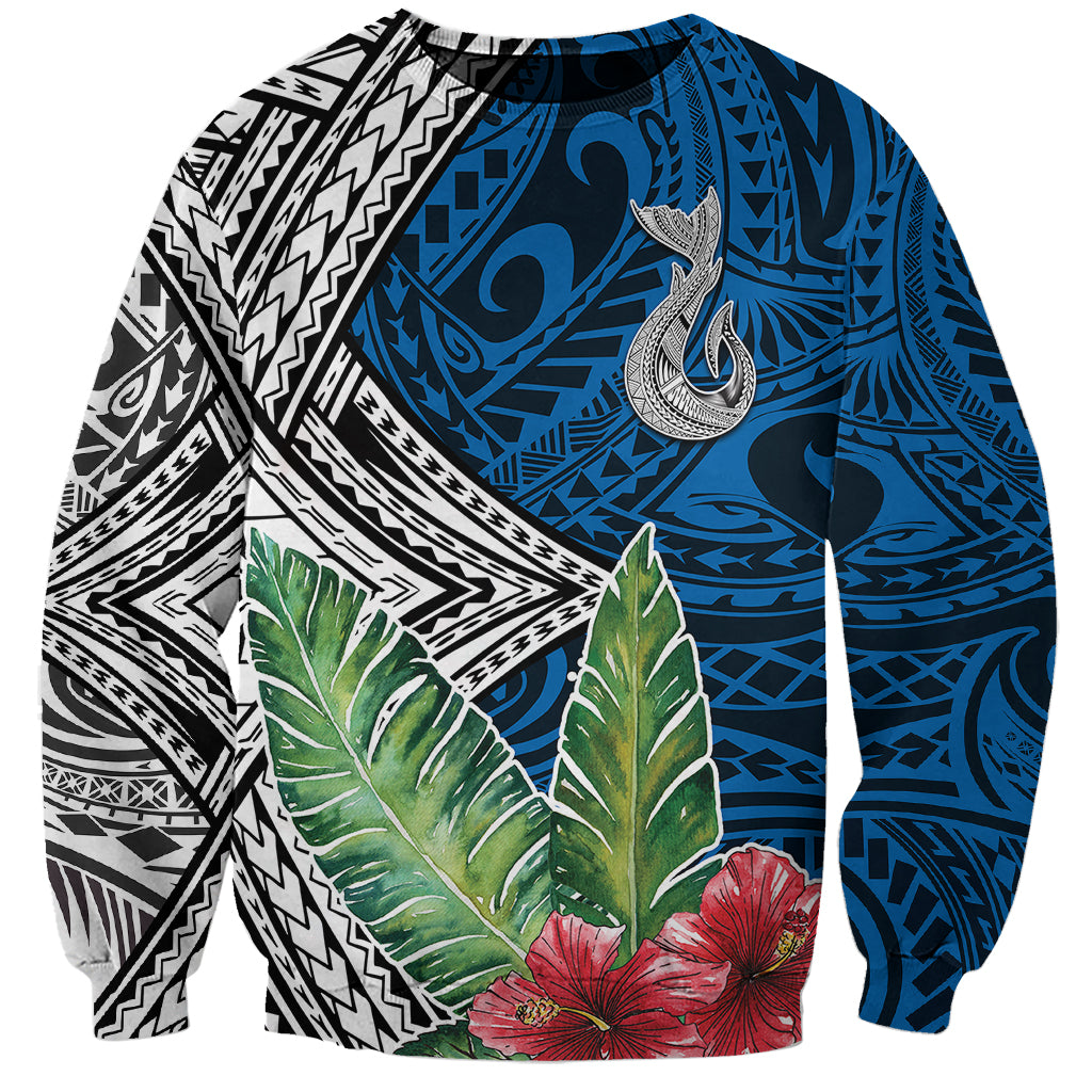 Polynesian Sweatshirt Whale Pattern and Hibiscus Flowers TS04 Unisex Multicolor - Polynesian Pride